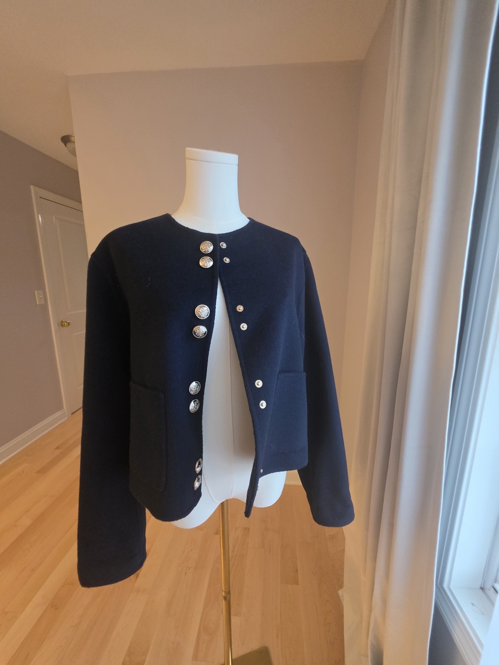 Maje Classic Navy Button-Front Women's Jacket
